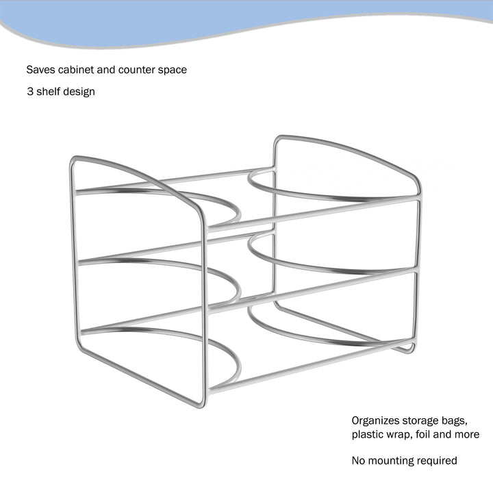 Kitchen Wrap Storage Rack-3 Tier Pantry Organizer for FoilPlastic BagsCabinet Organization for WaxParchment Paper Holder Image 2