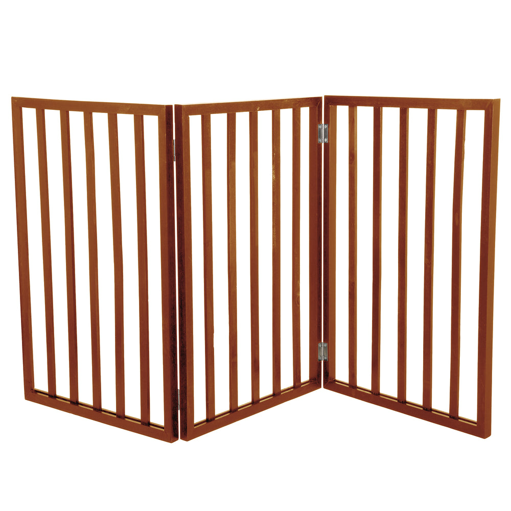 PetMaker Freestanding Wooden Pet Gate Mahogany 54" Adjustable Indoor Fence Image 2