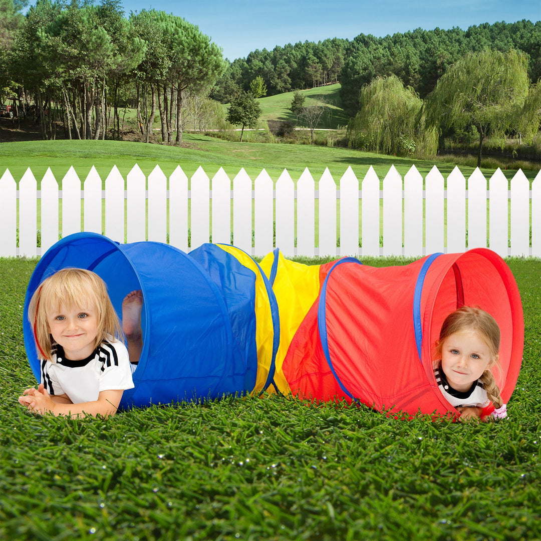 Portable Playhouse Tunnel 4 Way Kids Crawl Tent 8 Feet Indoor Outdoor Fun Image 2