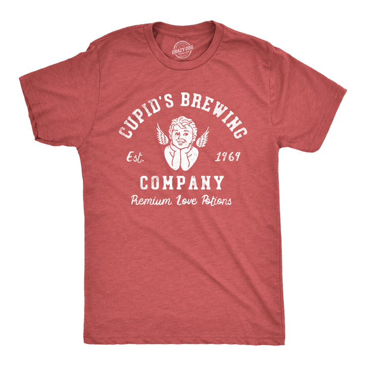 Mens Cupids Brewing Company T Shirt Funny Valentines Day Love Potions Tee For Guys Image 1