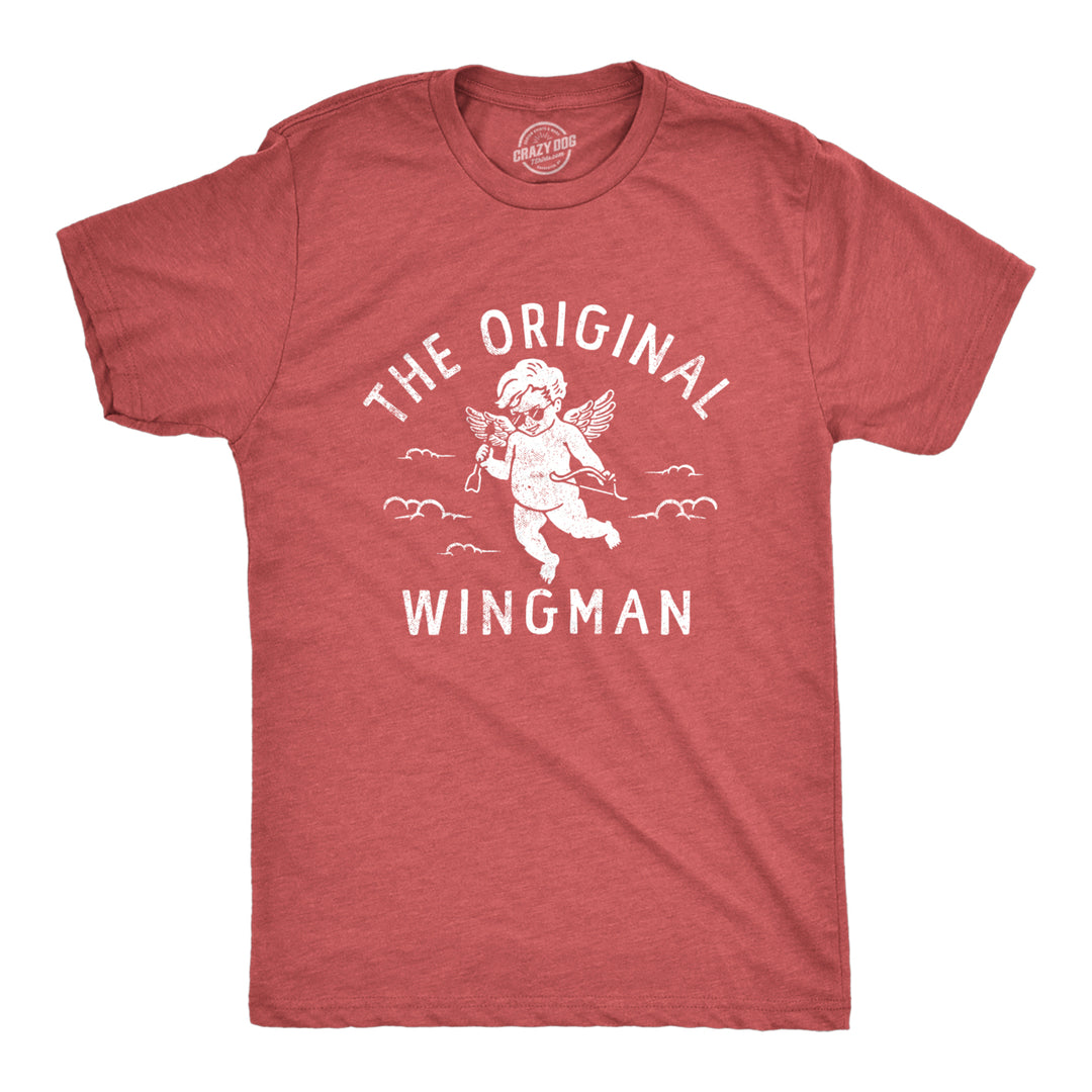 Mens The Original Wingman T Shirt Funny Valentines Day Cupid Tee For Guys Image 1