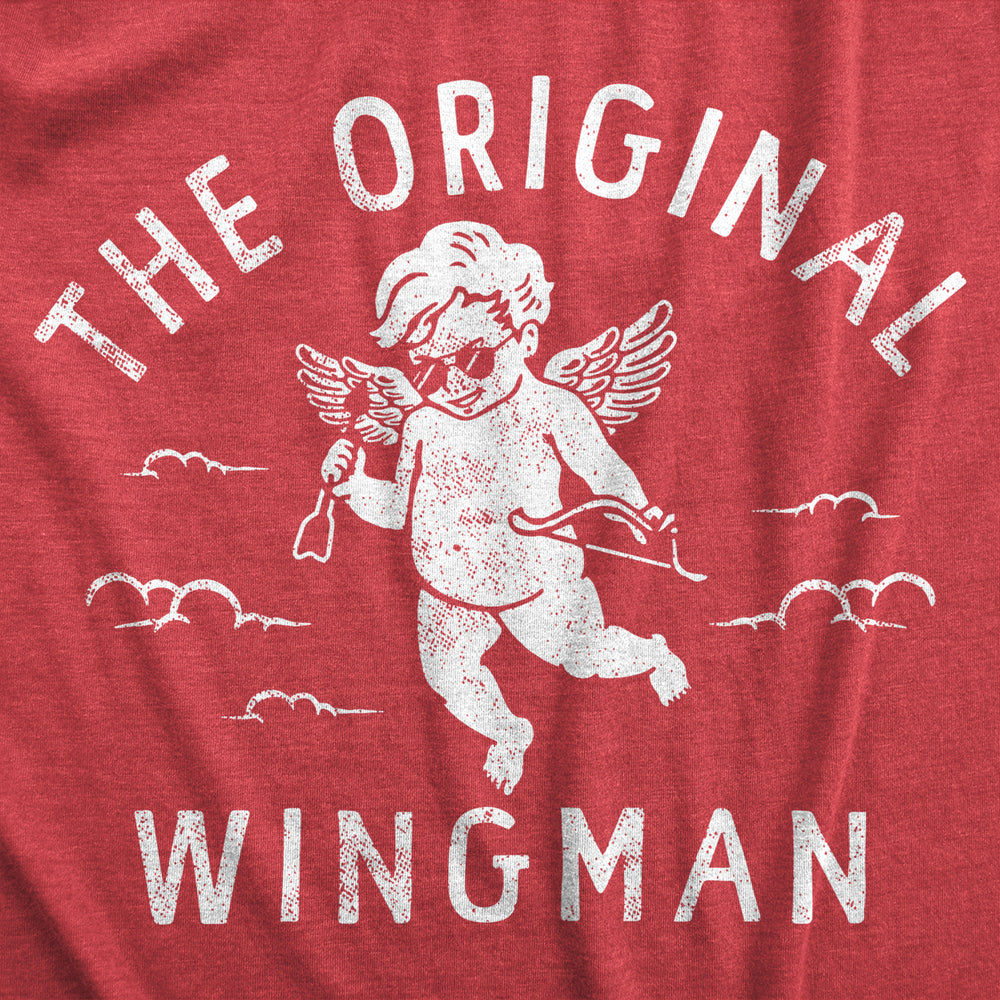 Mens The Original Wingman T Shirt Funny Valentines Day Cupid Tee For Guys Image 2