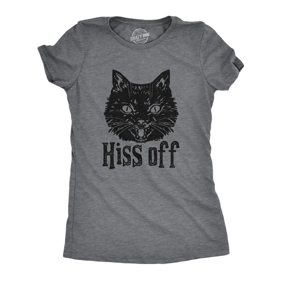 Womens Hiss Off T Shirt Funny Angry Hissing Aggressive Cat Tee For Ladies Image 1