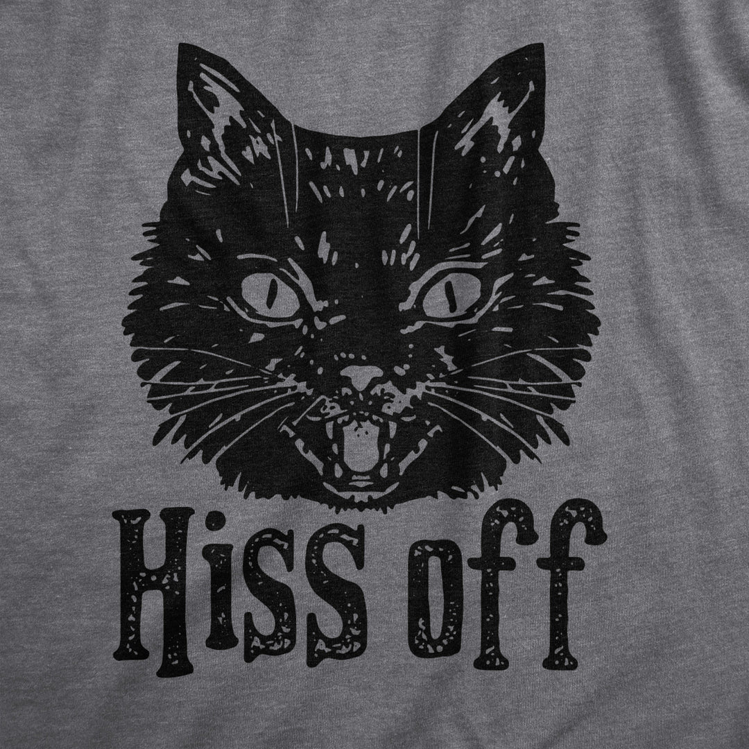 Womens Hiss Off T Shirt Funny Angry Hissing Aggressive Cat Tee For Ladies Image 2