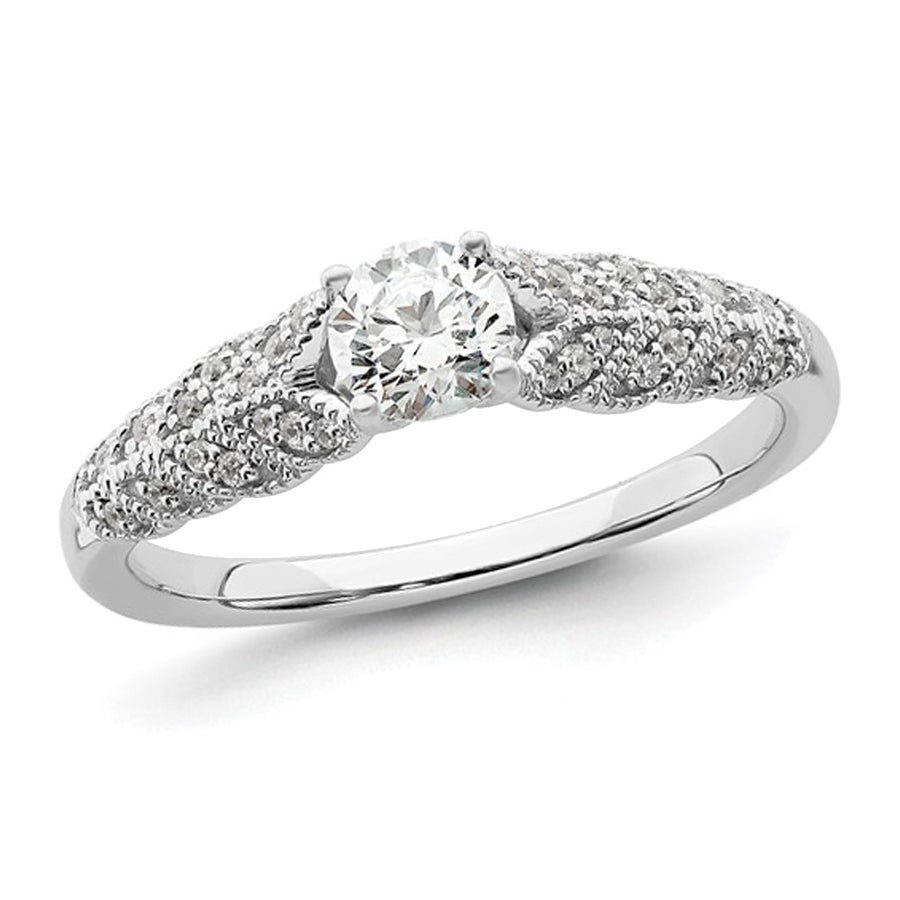 1/2 Carat (ctw SI1-SI2 G-H-I) Lab-Grown Diamond Engagement Ring in 10K White Gold (SIZE 7) Image 1