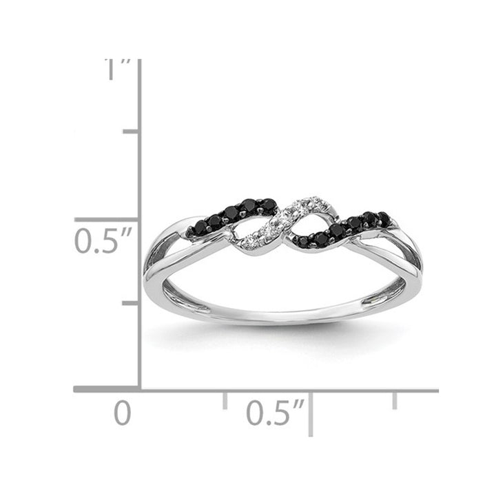 1/10 Carat (ctw) Black and White Diamond Twist Ring in 14K White Gold Image 4