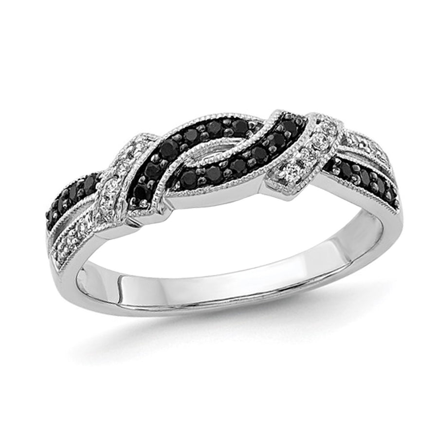 1/4 Carat (ctw) Black and White Diamond Ring in 14K White Gold (SZIE 7) Image 1