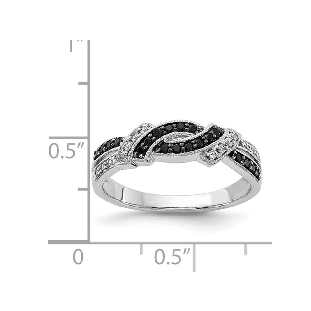 1/4 Carat (ctw) Black and White Diamond Ring in 14K White Gold (SZIE 7) Image 2