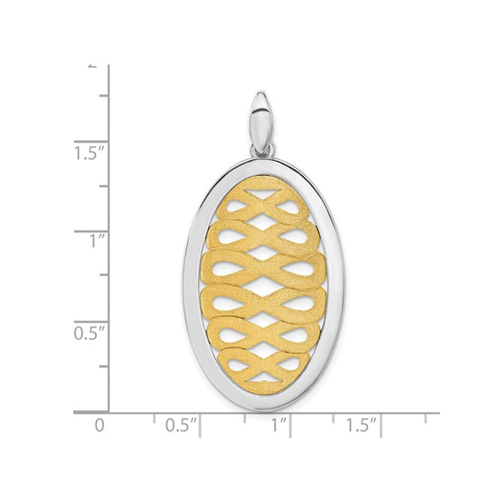 Sterling Silver Polished and Yellow Plated Oval Necklace Pendant with Chain Image 2