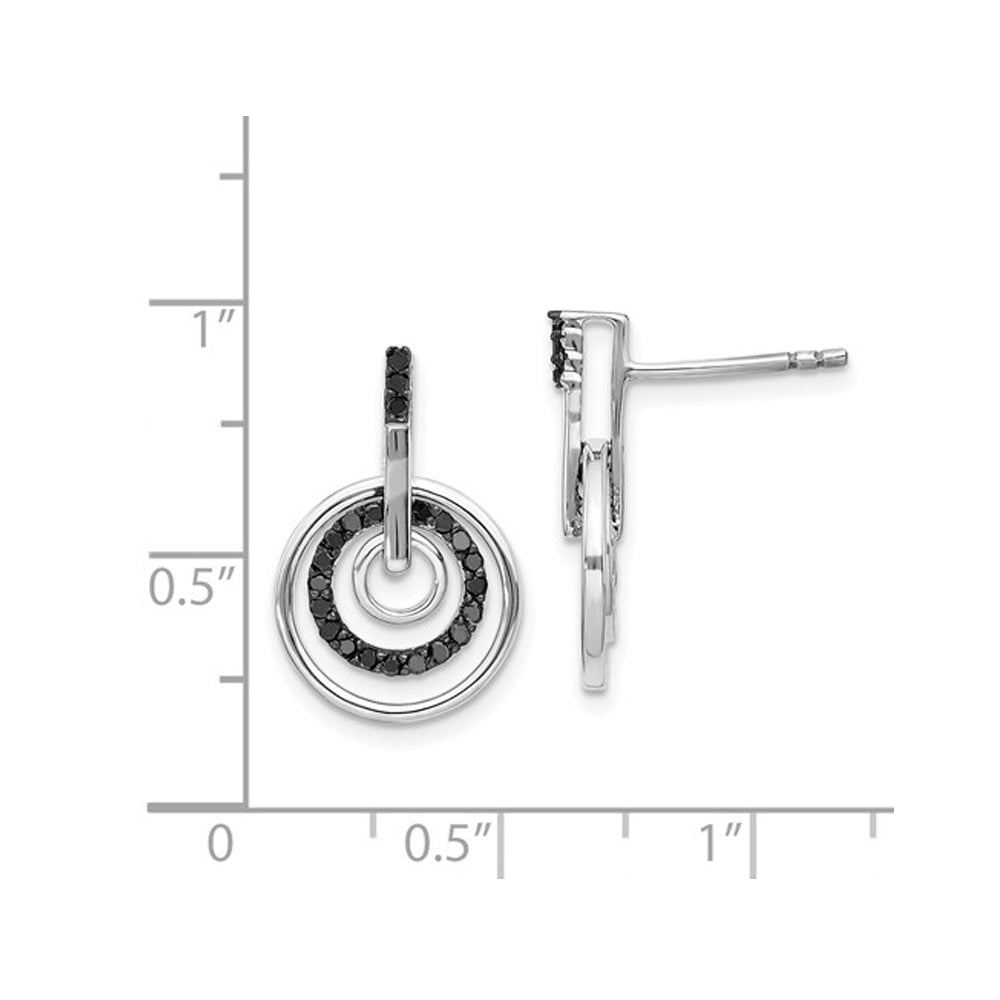 1/4 Carat (ctw) Black Diamond Circle Earrings in Sterling Silver Image 2