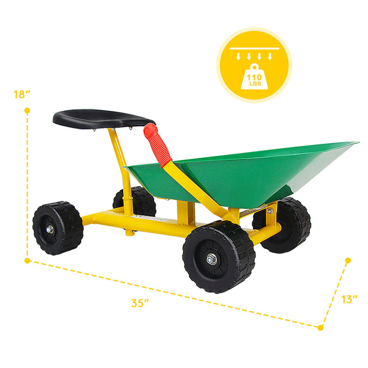 8 Kids Ride-on Sand Dumper Front Tipping Heavy Duty 4 Wheels Sand Toy Gift Image 2