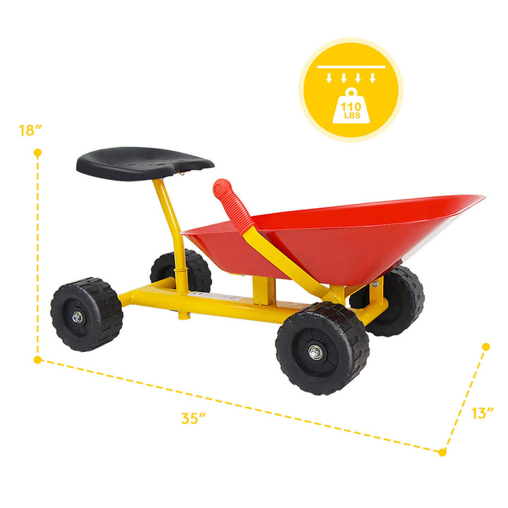8'' Heavy Duty Kids Ride-on Sand Dumper Front Tipping w 4 Wheels Sand Toy Gift Image 2
