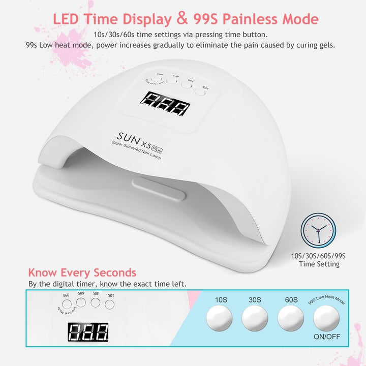 80W UV LED Nail Lamp Gel Polish Nail Dryer 36LEDs Fingernail Toenail Gel Curing Machine PIR Sensor Timer Display Image 4