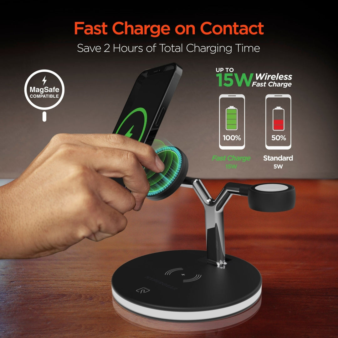 HyperGear MaxCharge 3-in-1 MagSafe Wireless Charging Stand for Phones (15515-HYP) Image 4
