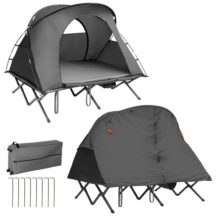 2-Person Outdoor Camping Tent Cot Elevated Compact Tent Set W/ External Cover Image 4