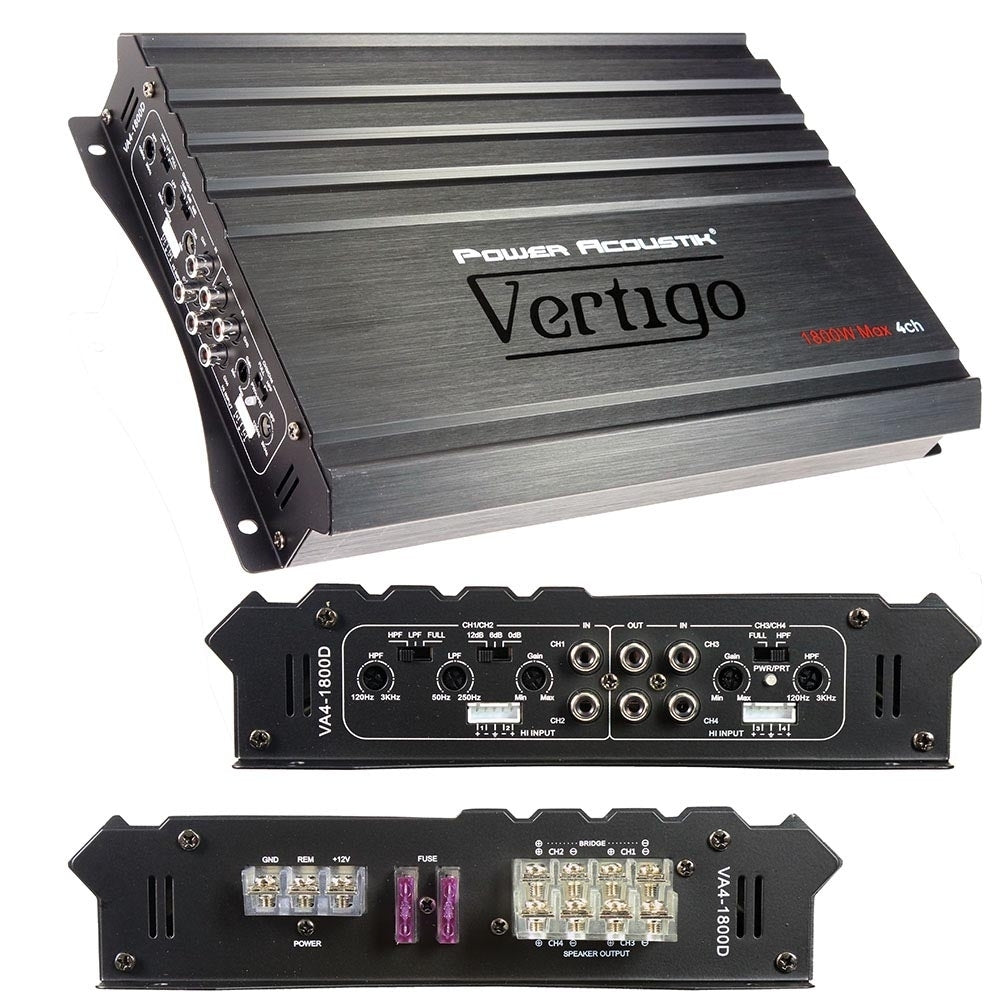 Power Acoustik VA4-1800D Vertigo Series 1,800-Watt Max 4-Channel Class D Amp Image 1