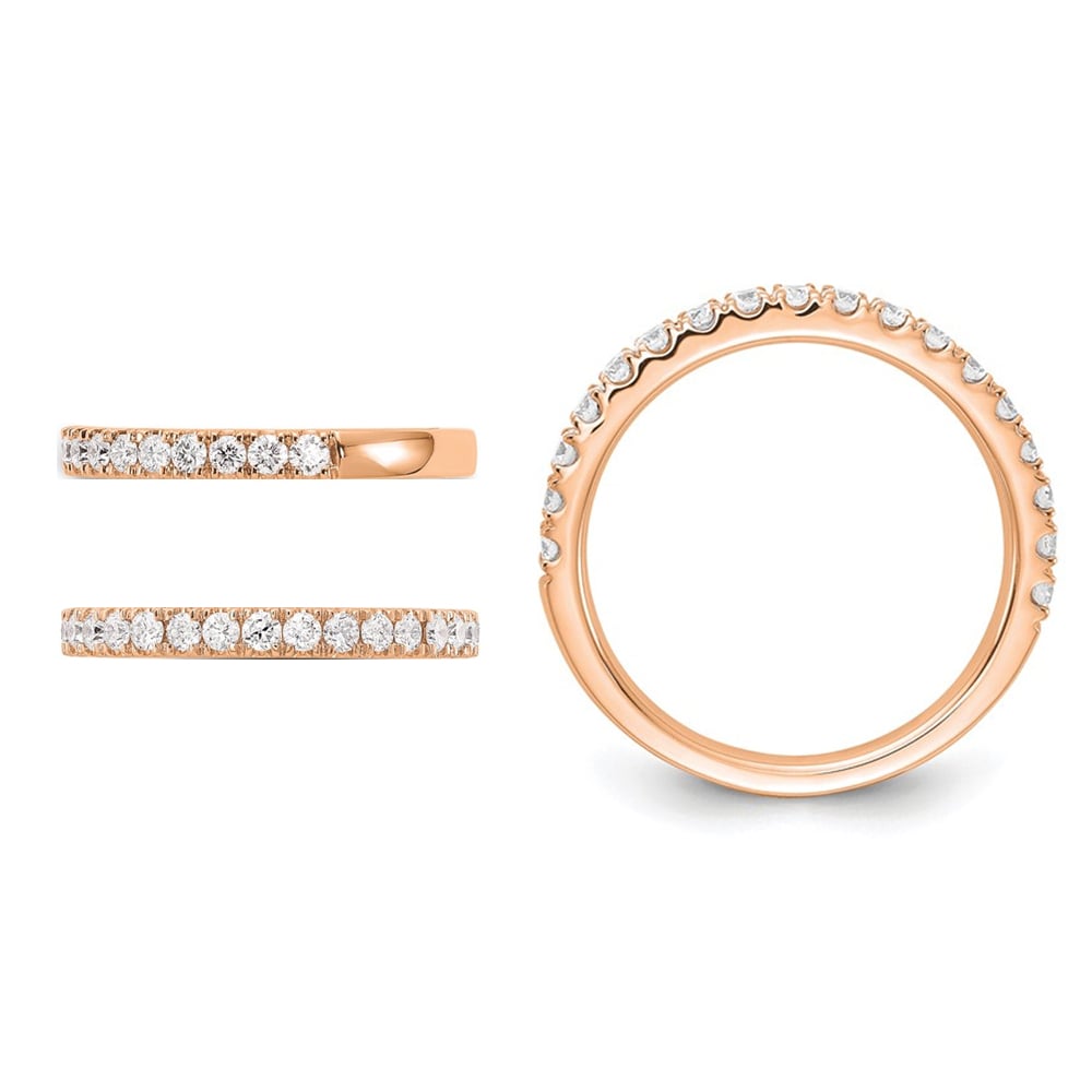 1/2 Carat (ctw E-FVS1-VS2) Lab-Grown Diamond Wedding Band Ring in 14K Rose Gold Image 3
