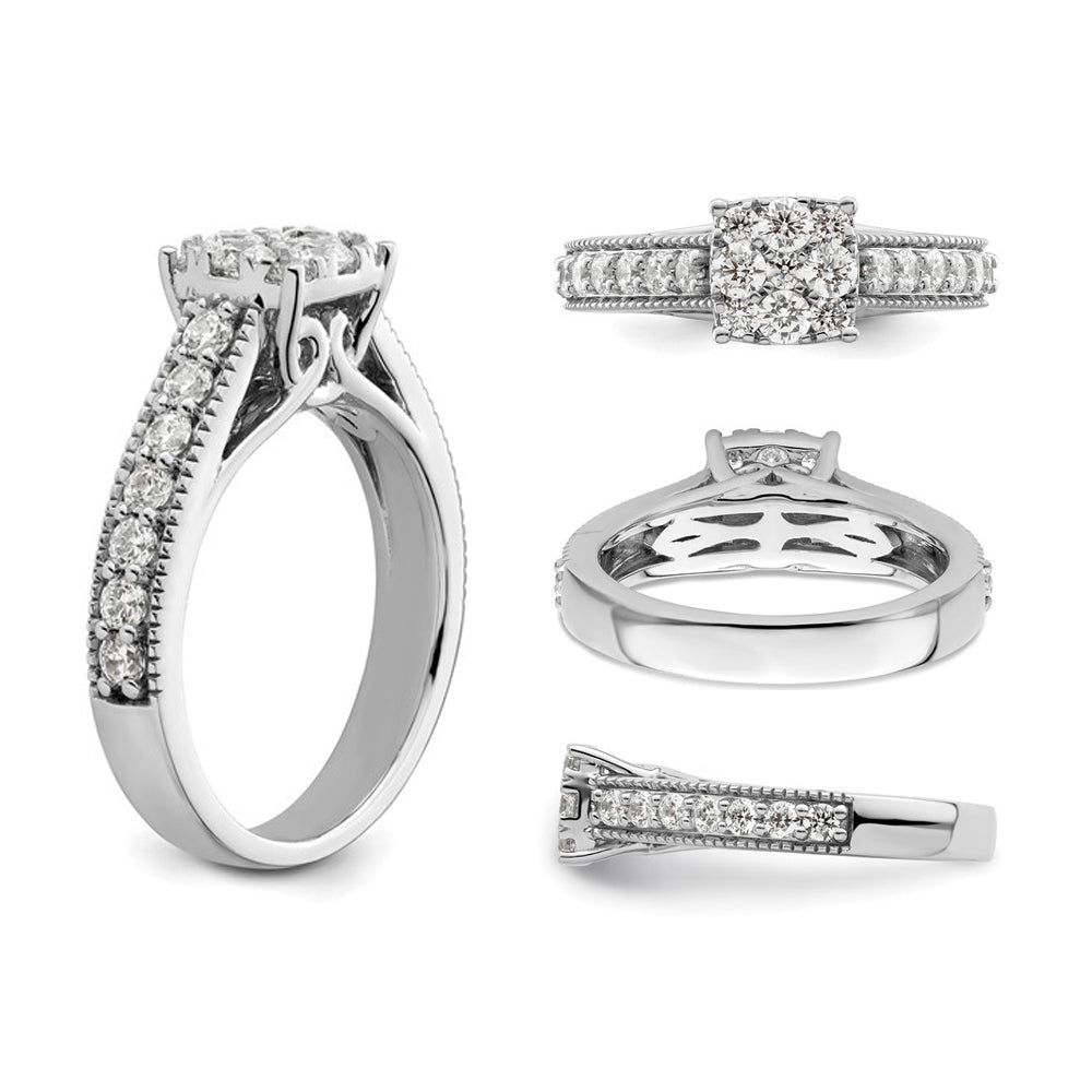 1.00 Carat (ctw SI1-SI2G-H-I) Lab-Grown Diamond Engagement Ring in 14K White Gold Image 4