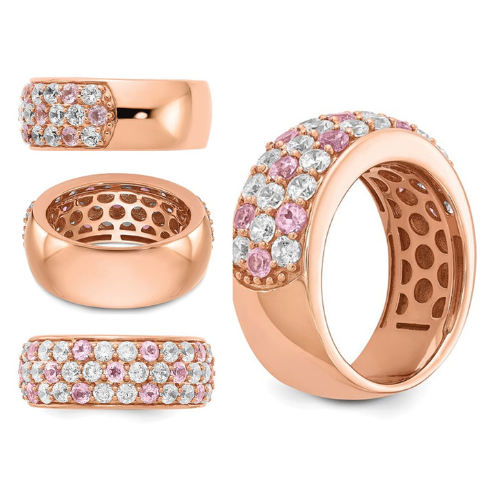 1.50 Carat (ctw VS2-SI1 D-E-F) Lab-Grown Diamond Premium Ring in 14K Rose Gold with Pink Sapphires Image 4