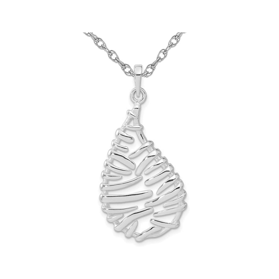 Sterling Silver Polished Teardrop Necklace Pendant with Chain Image 1