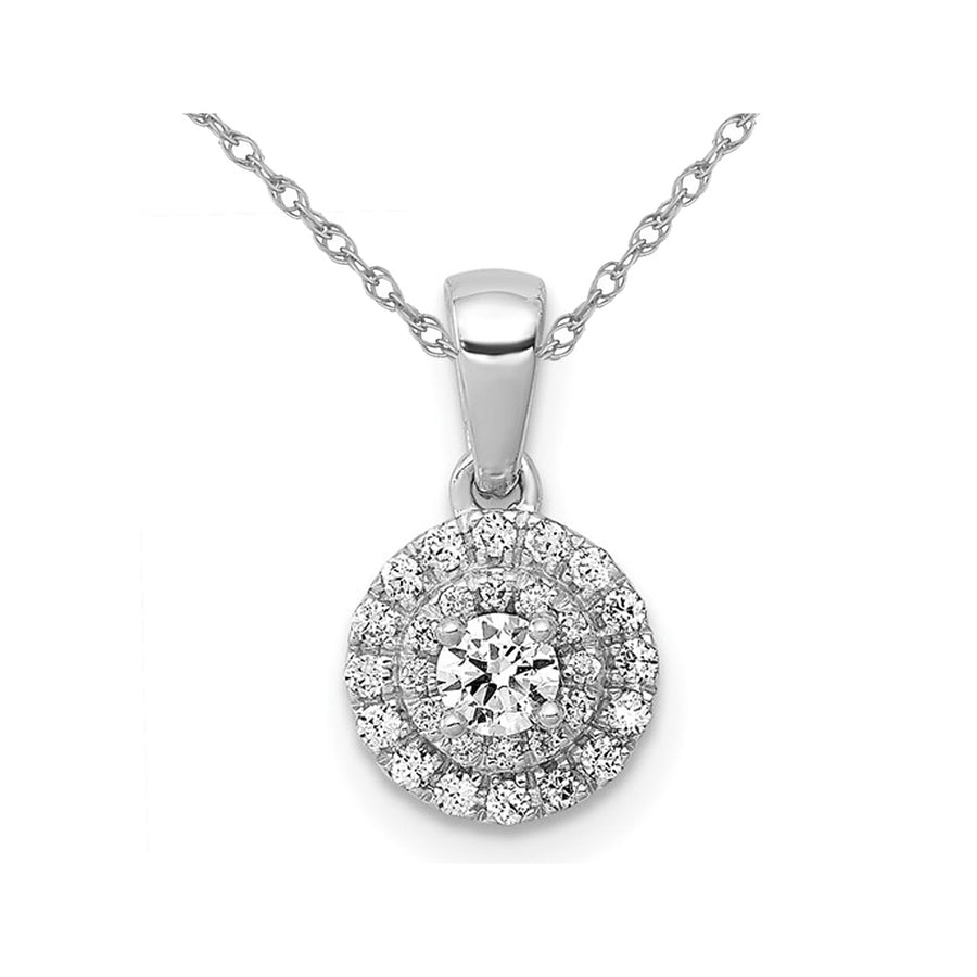 1/4 Carat (ctw) Diamond Halo Cluster Pendant Necklace in 14K White Gold with Chain Image 1