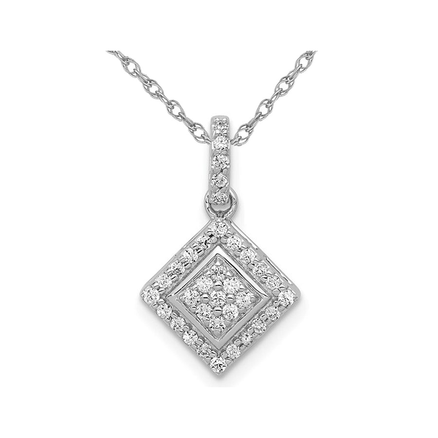 1/4 Carat (ctw) Diamond Square Cluster Pendant Necklace in 14K White Gold with Chain Image 1