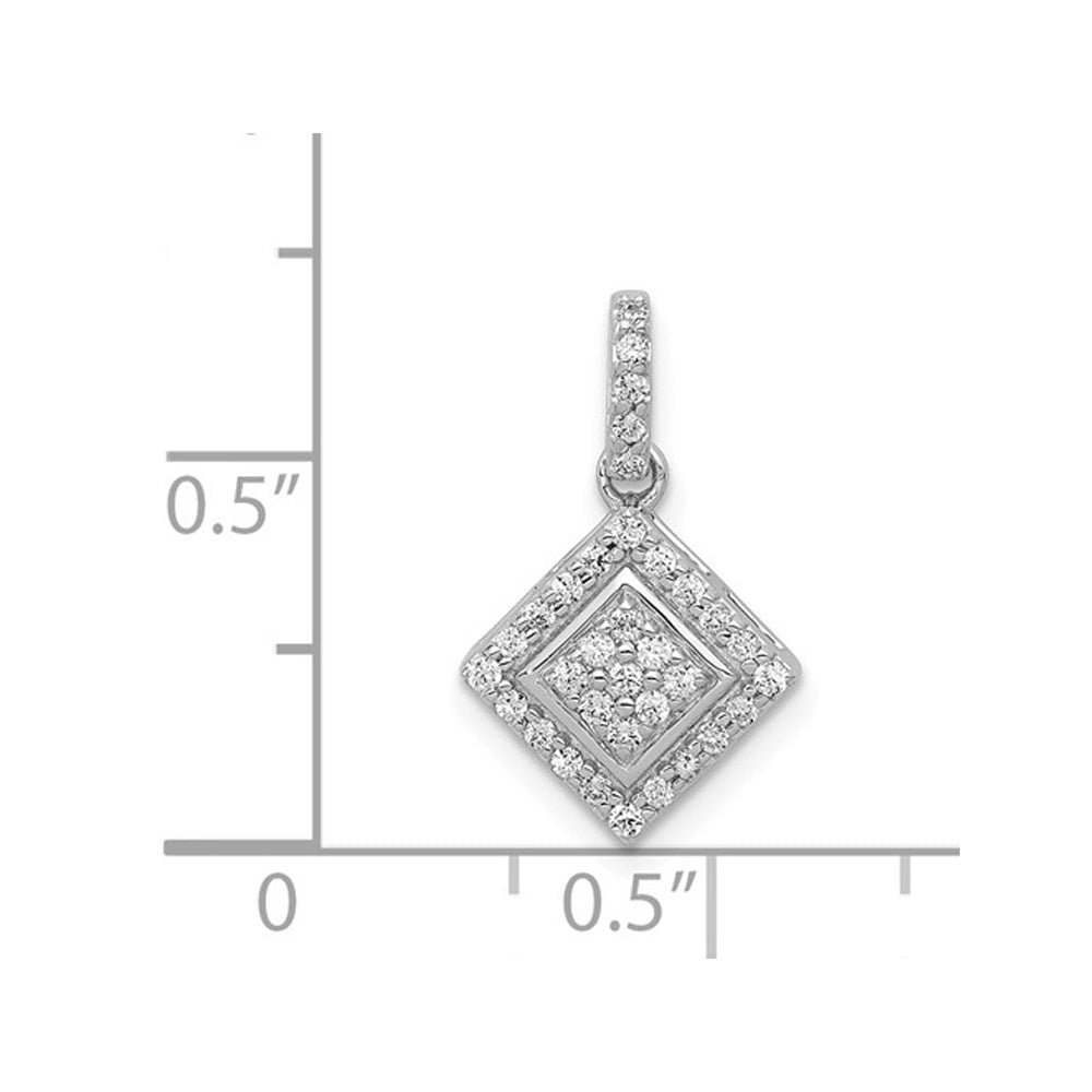 1/4 Carat (ctw) Diamond Square Cluster Pendant Necklace in 14K White Gold with Chain Image 2