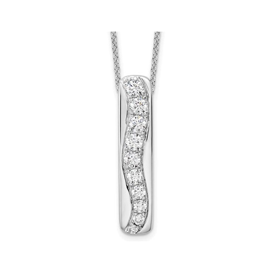 3/4 Carat (ctw VS2-SI1D-E) Lab-Grown Diamond Stick Pendant Necklace in 14K White Gold with Chain Image 1