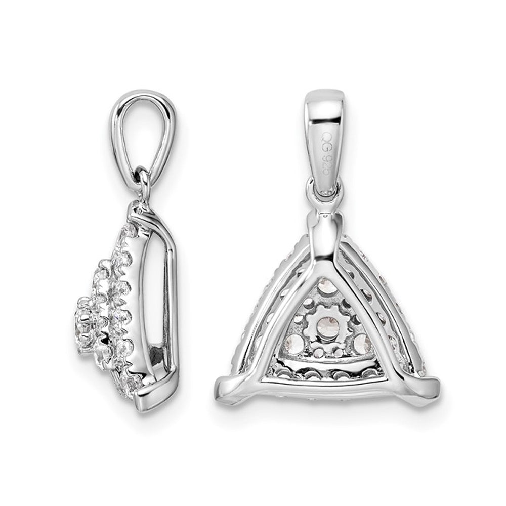 1/2 Carat (ctw) Lab-Grown Diamond Triangle Cluster Pendant Necklace in 14K White Gold with Chain Image 2