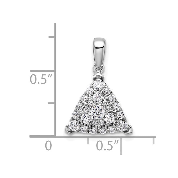 1/2 Carat (ctw) Lab-Grown Diamond Triangle Cluster Pendant Necklace in 14K White Gold with Chain Image 3