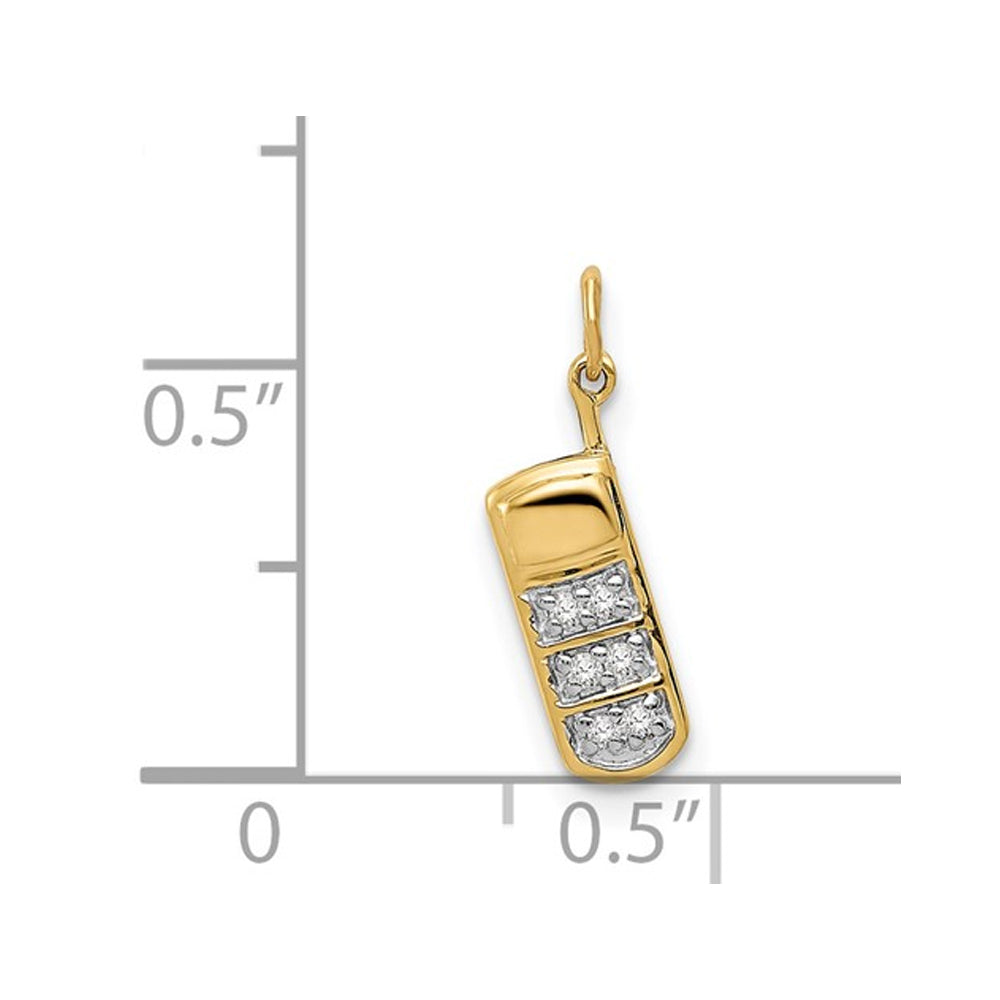 Accent Diamond Cell Phone Charm Pendant Necklace in 14K Yellow Gold with Chain Image 2