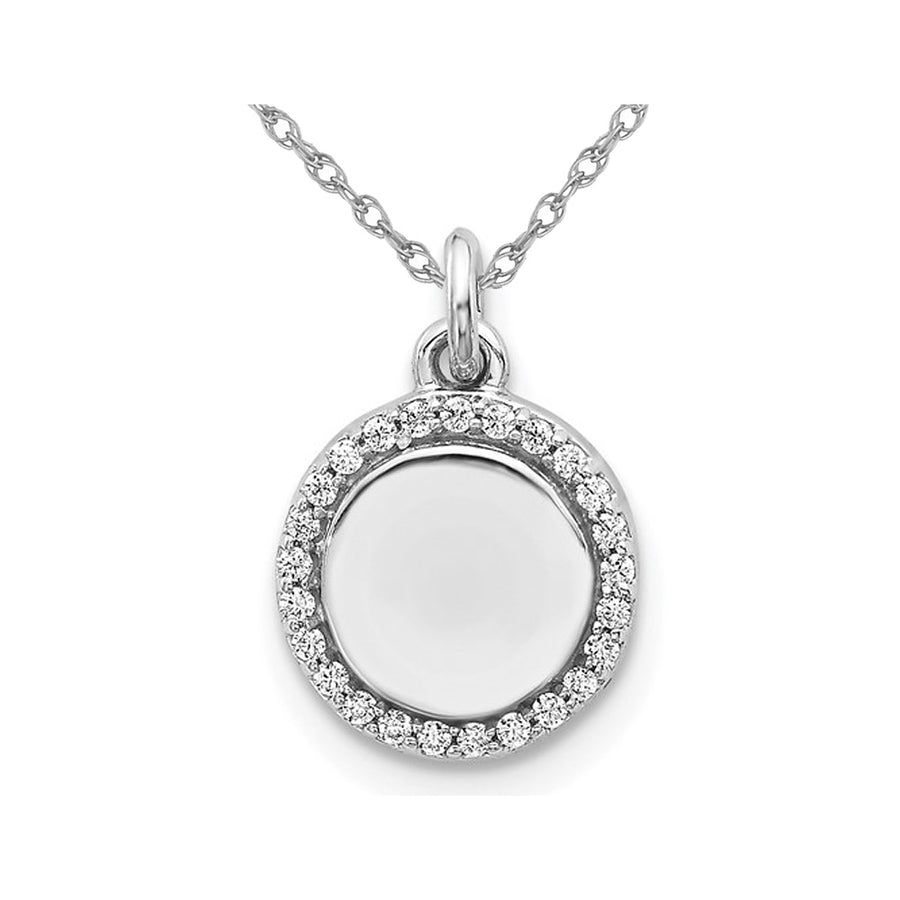 1/10 Carat (ctw) Diamond Polished Circle Pendant Necklace in 14K White Gold with Chain Image 1