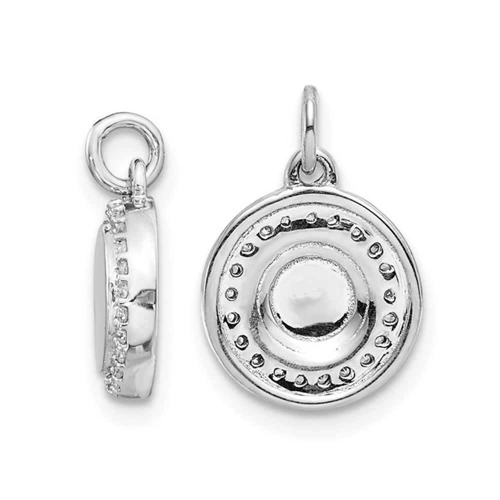 1/10 Carat (ctw) Diamond Polished Circle Pendant Necklace in 14K White Gold with Chain Image 2