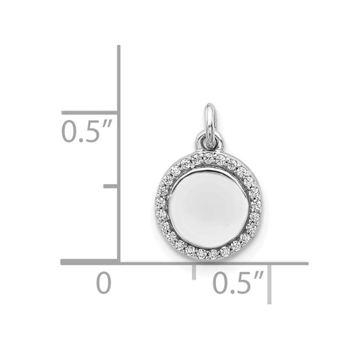 1/10 Carat (ctw) Diamond Polished Circle Pendant Necklace in 14K White Gold with Chain Image 3