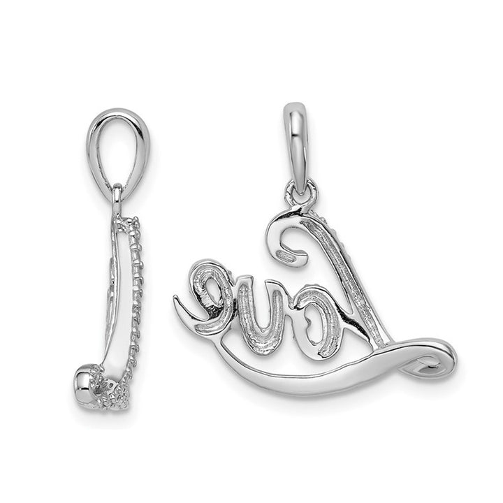 Sterling Silver LOVE Charm Pendant Necklace with Chain Image 3