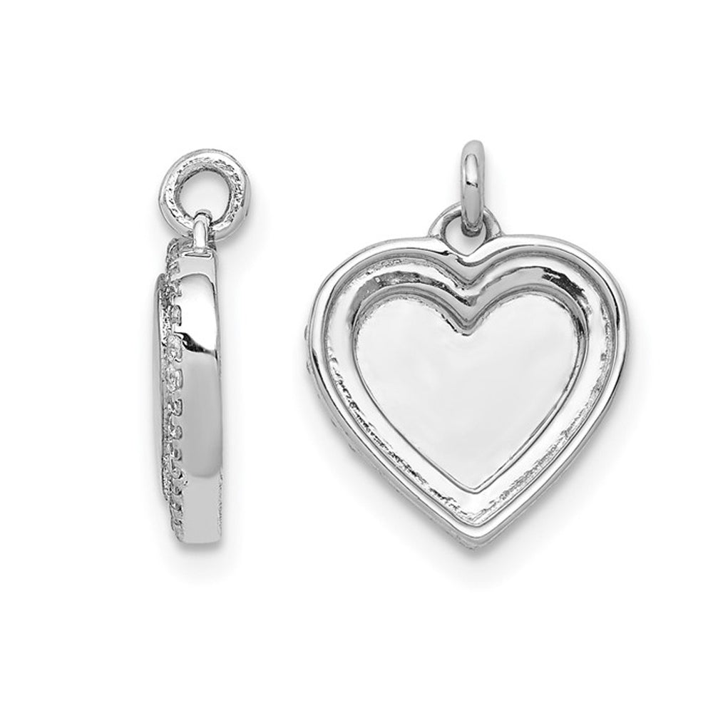 1/10 Carat (ctw) Diamond Polished Heart Pendant Necklace in 14K White Gold with Chain Image 2