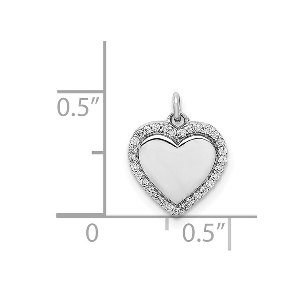 1/10 Carat (ctw) Diamond Polished Heart Pendant Necklace in 14K White Gold with Chain Image 3