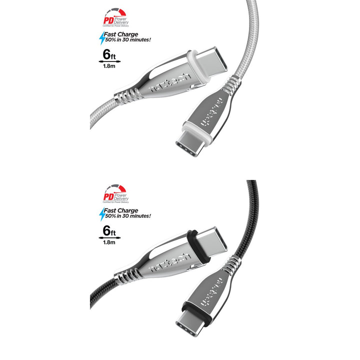 Naztech Titanium USB-C to USB-C Braided Cable 6ft Image 1