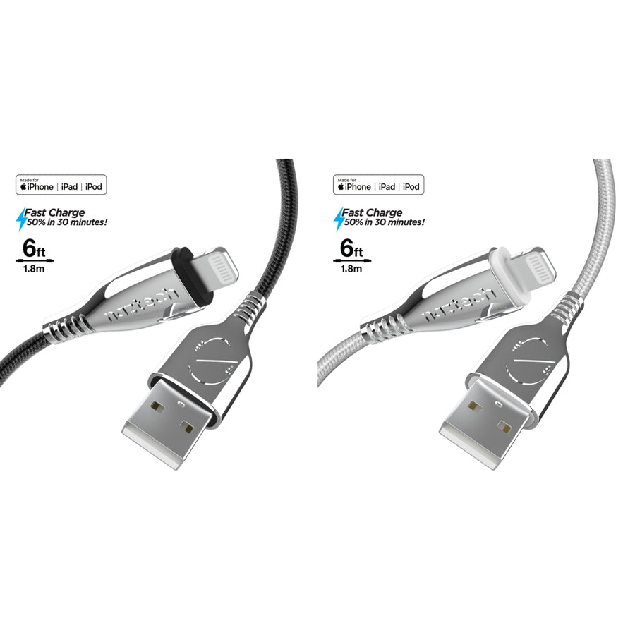 Naztech Titanium USB to MFi Lightning Braided Cable 6ft Image 1