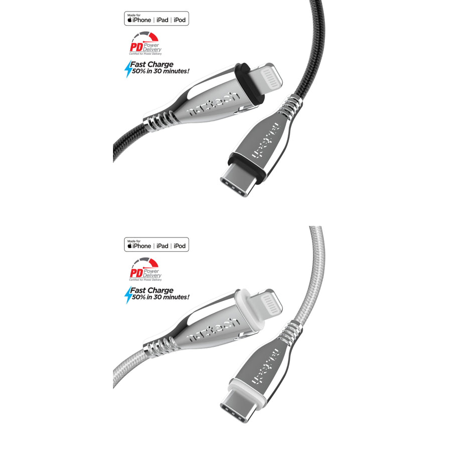 Naztech Titanium USB-C to Lightning Braided Cable 6ft Image 1