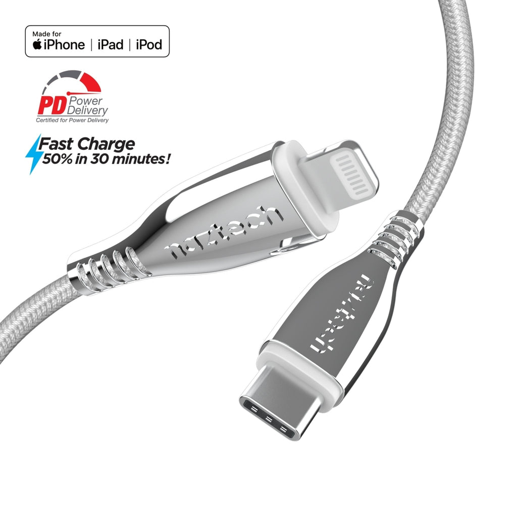 Naztech Titanium USB-C to Lightning Braided Cable 6ft Image 2