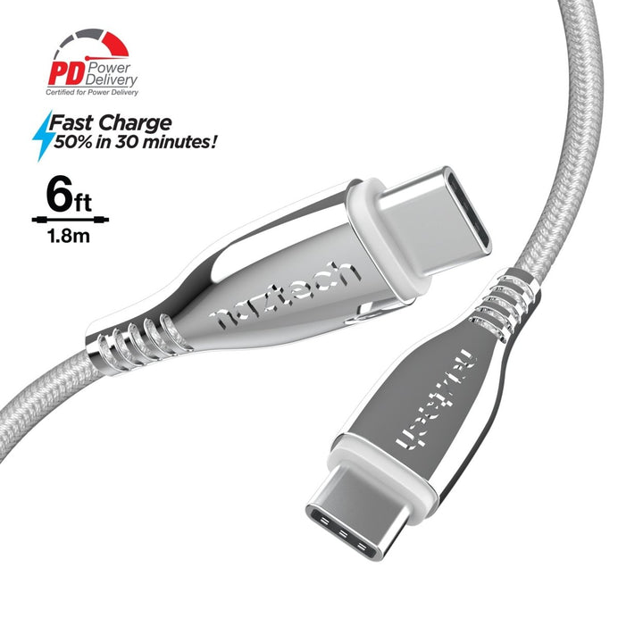 Naztech Titanium USB-C to USB-C Braided Cable 6ft Image 4