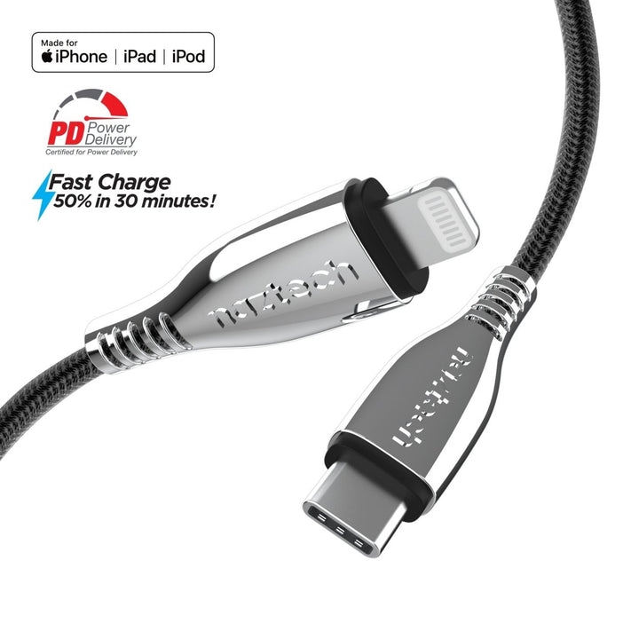 Naztech Titanium USB-C to Lightning Braided Cable 6ft Image 4