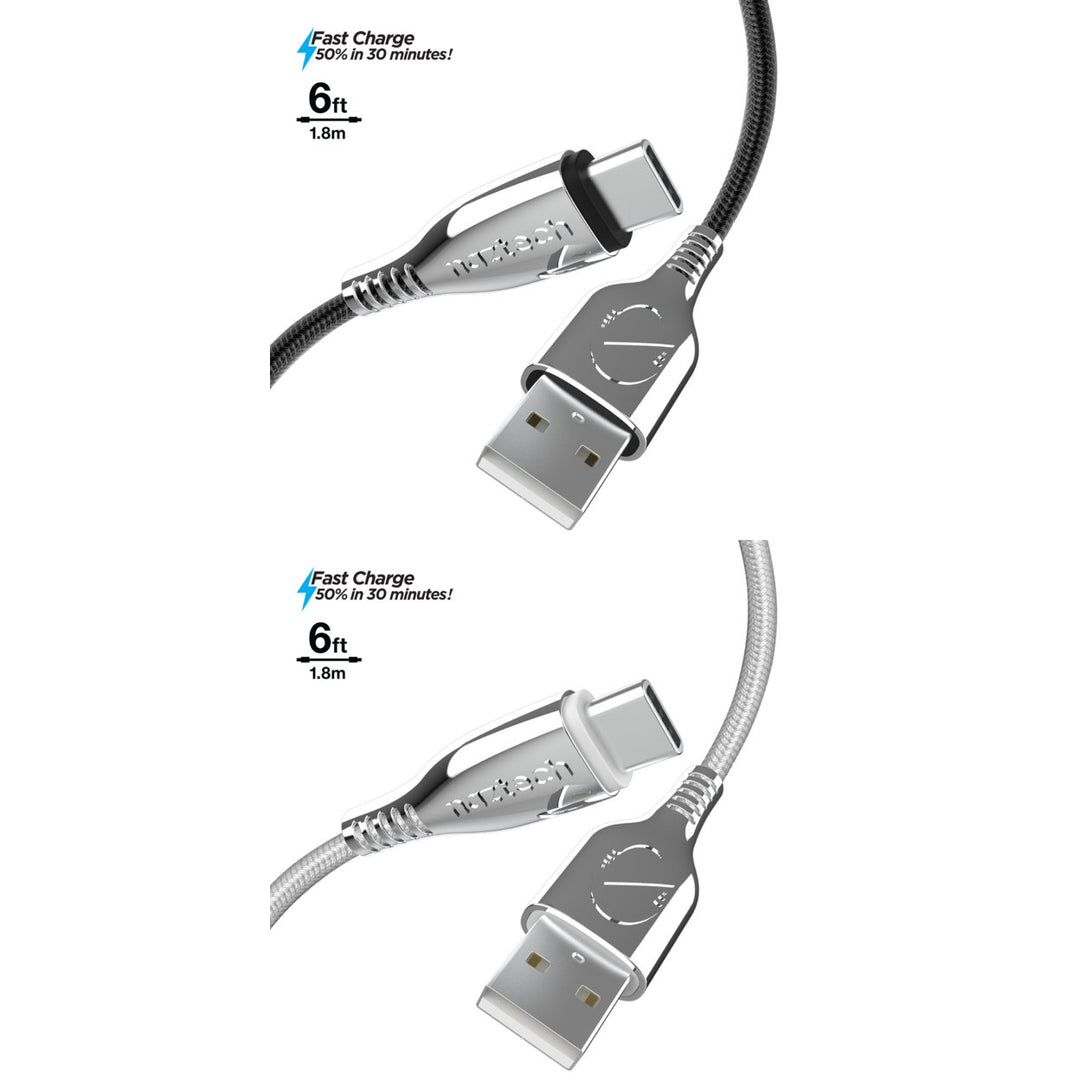 Naztech Titanium USB to USB-C Braided Cable 6ft Image 1