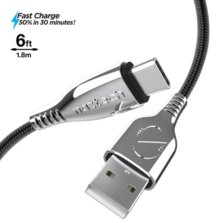 Naztech Titanium USB to USB-C Braided Cable 6ft Image 1