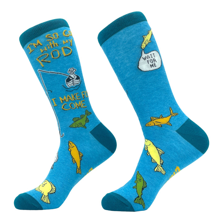 Mens Im So Good With My Rod I Make Fish Come Socks Funny Fishing Sexual Innuendo Novelty Footwear Image 2