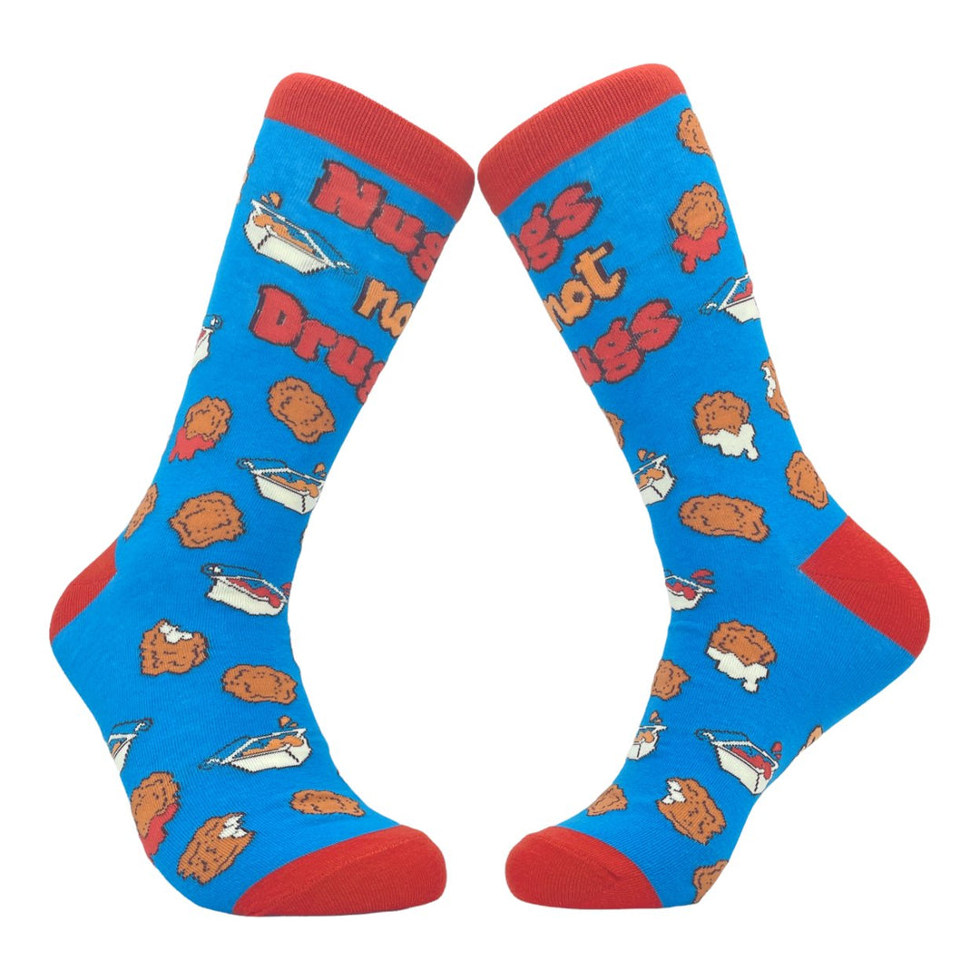 Mens Nugs Not Drugs Socks Funny Chicken Nuggets Fast Food Sauce Graphic Footwear Image 1