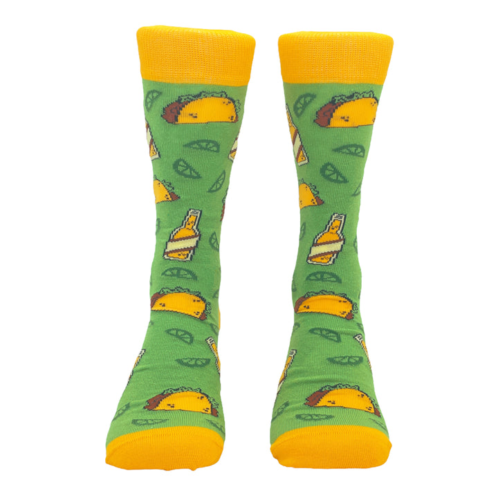 Mens Tacos And Beer Socks Funny Cinco De Mayo Taco Tuesday Vintage Novelty Footwear Image 2