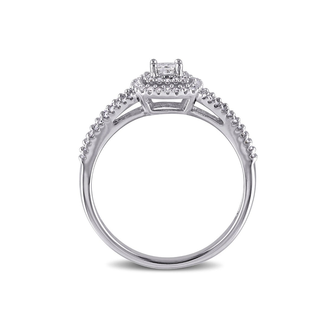 3/8 Carat (ctw) Princess Diamond Halo Ring in Sterling Silver Image 4