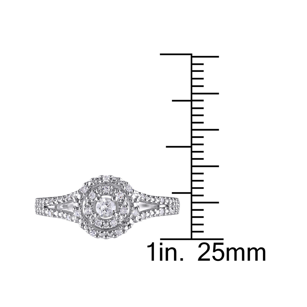 1/5 Carat (ctw) Diamond Split Shank Halo Ring in Sterling Silver Image 3